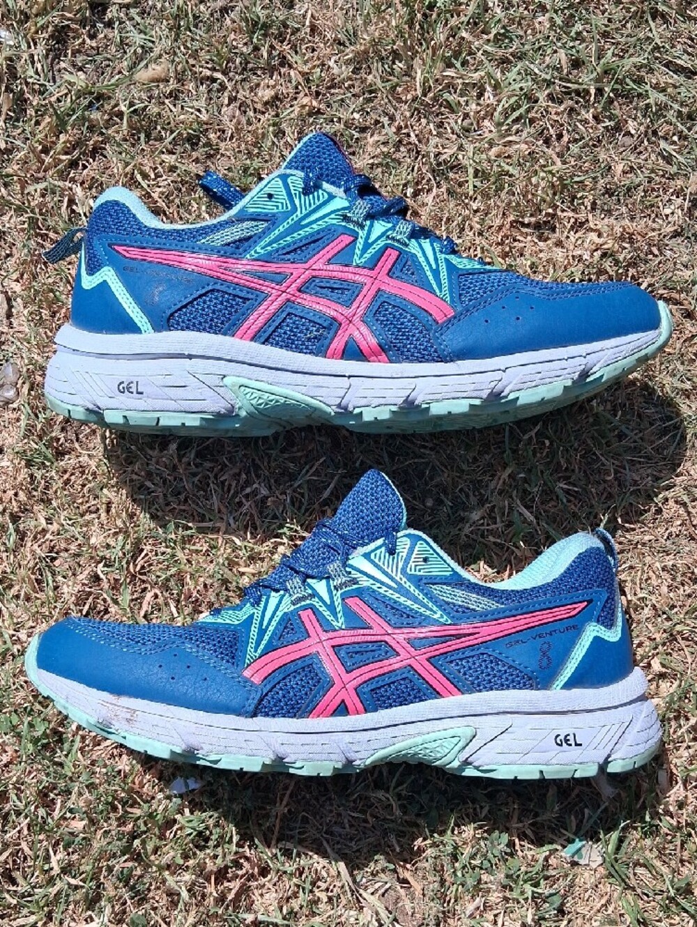 ASICS Gel Venture 8 Women's Blue Shoes with Pink Accents